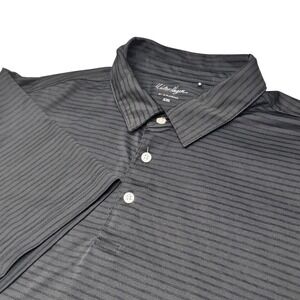 Walter Hagen Polo Shirt Mens XXL Gray Striped Short Sleeve Golf Essentials